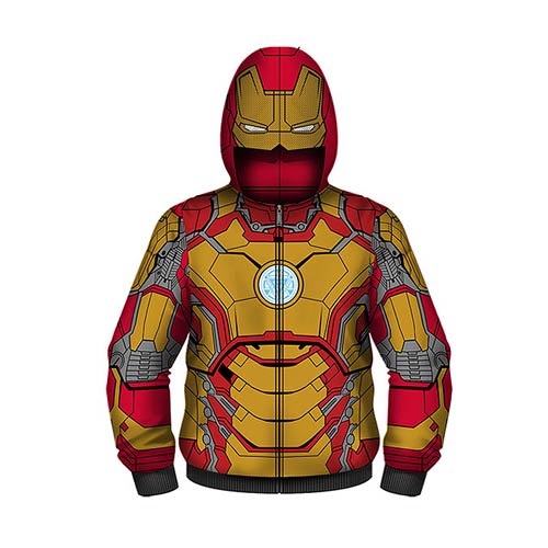 Iron Man 3 Mark 42 Youth Hooded Costume Fleece Zip-Up Sweatshirt